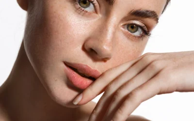 Close-up of a woman's face with smooth, radiant skin.