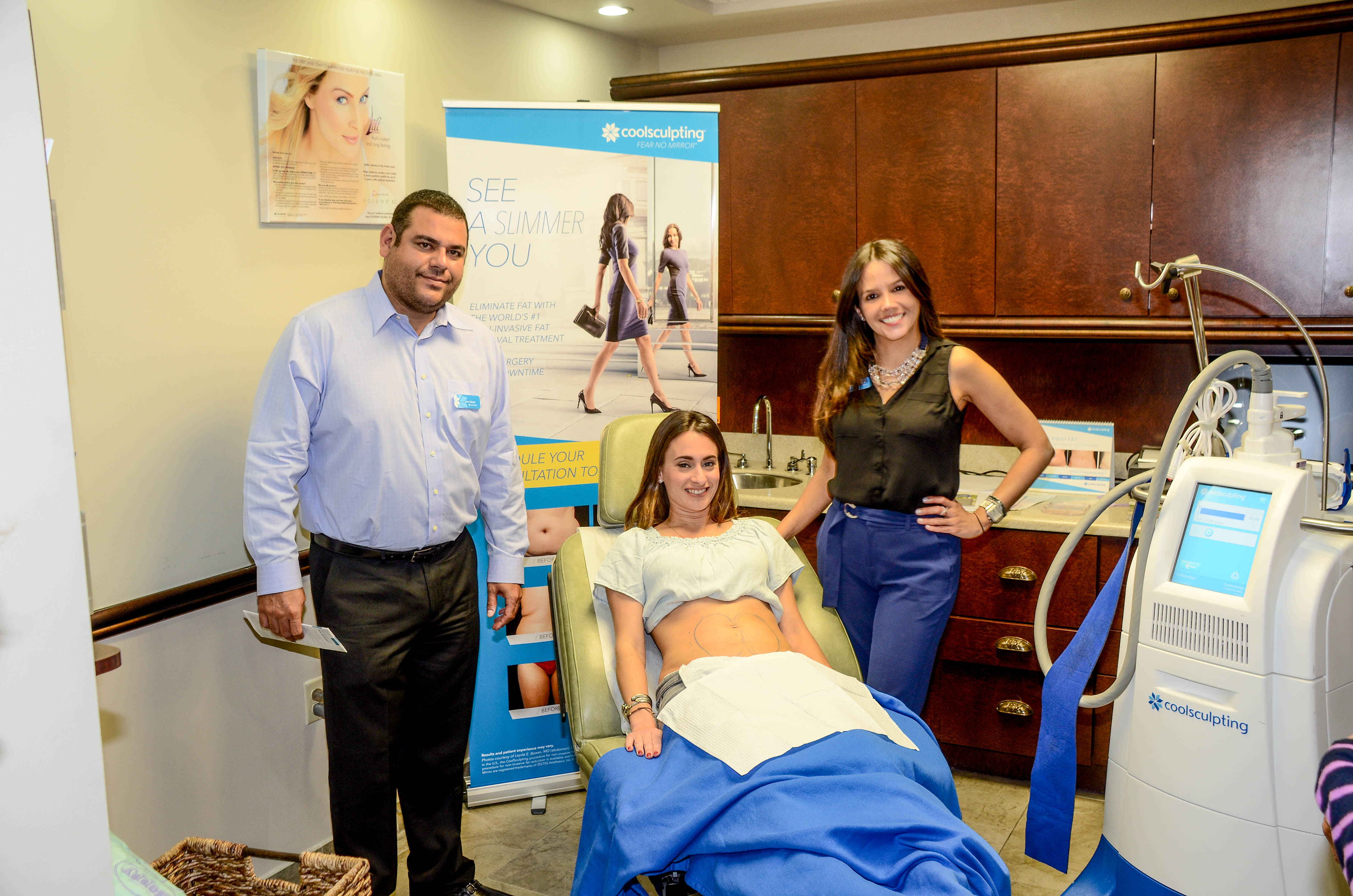 Patient prepping to receive coolsculpting treatment