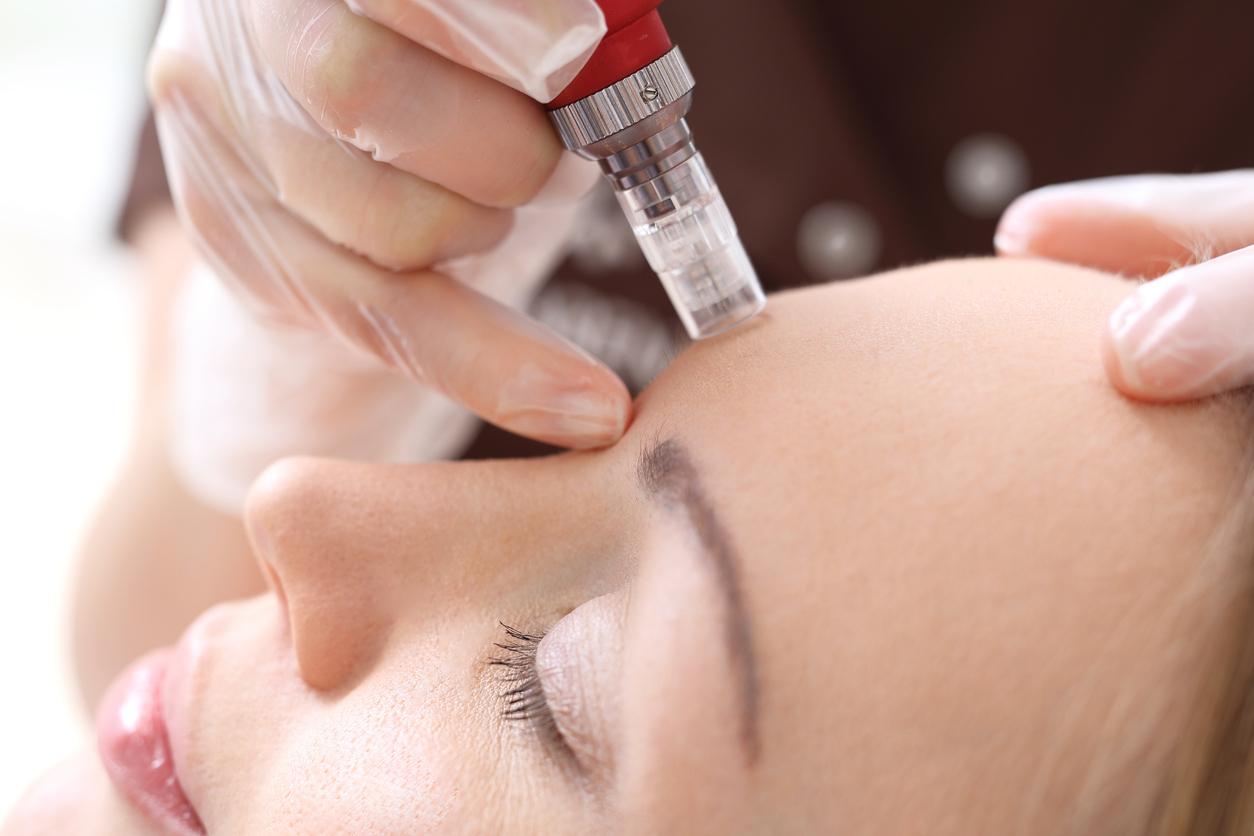 Woman getting wrinkle treatment with injectables