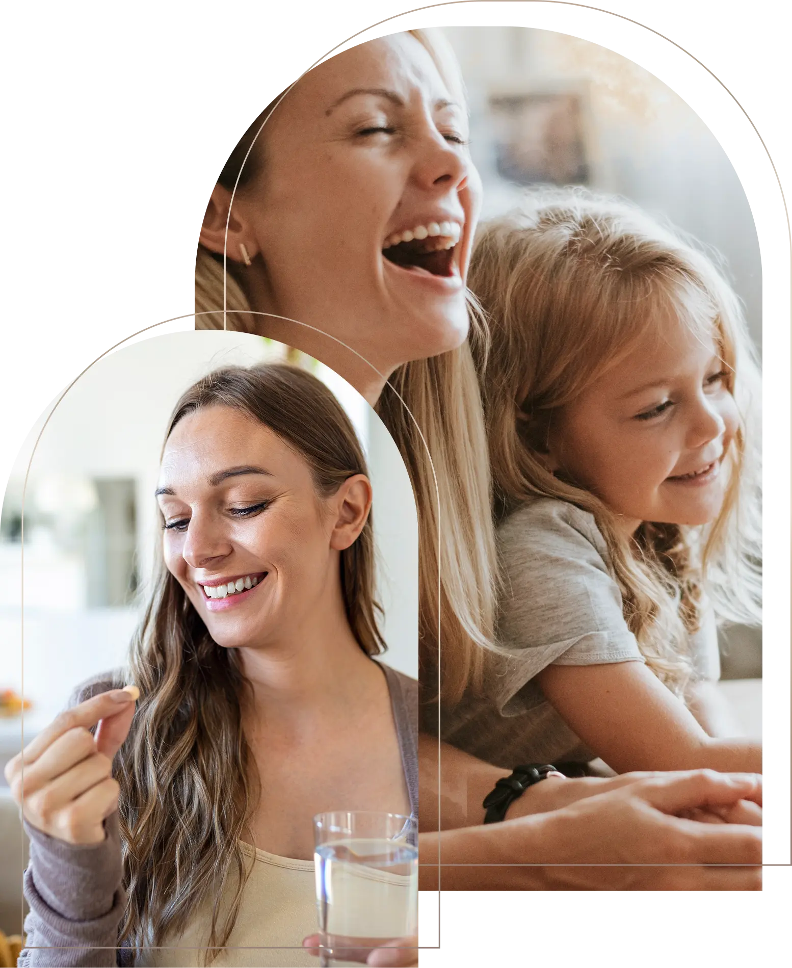 Woman taking vitamin pill smiling